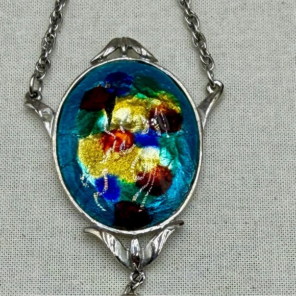 Vintage Celebrity signed Enamel Tassel Necklace - Picture 2 of 3